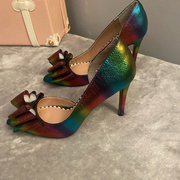 Betsy Johnson Metallic multi jewel colored heels. - Picture 2 of 5